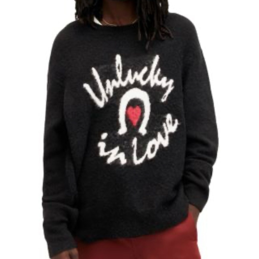 All Saints Black Crew Neck Sweater